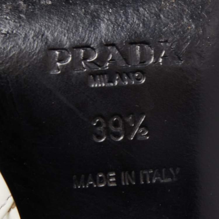 Pre Owned Prada White Patent Leather Slingback Pumps Size 39.5