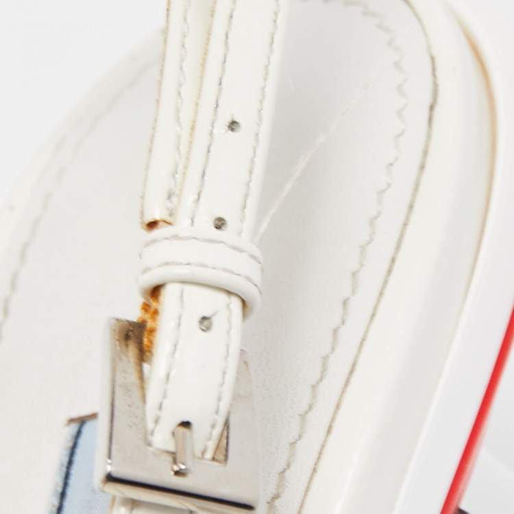 Pre Owned Prada White Patent Leather Slingback Pumps Size 39.5