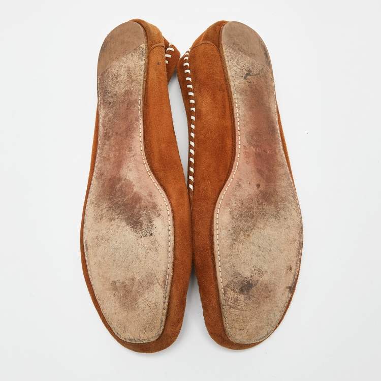 Pre Owned Prada Brown Suede Slip-On Loafers Size 39.5