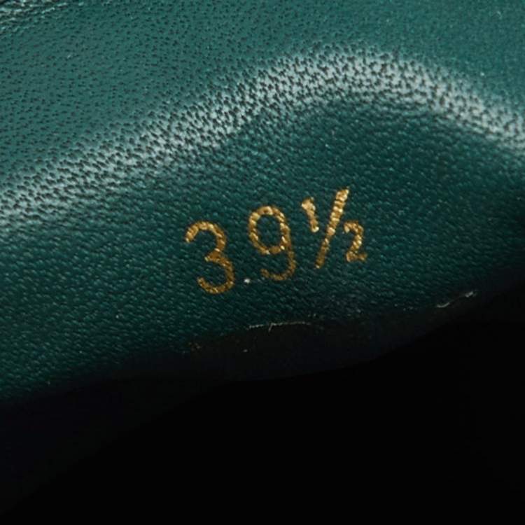 Pre Owned Prada Green/Grey Leather and Rubber Penny Platform Loafers 39.5