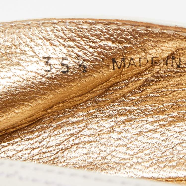 Pre Owned Prada Black/White Leather Logo Espadrille Flats Size 35.5 