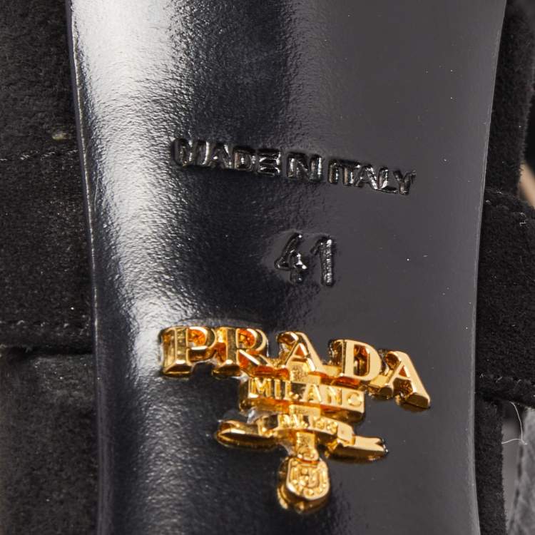 Pre Owned Prada Black Suede Strappy Ankle Wrap Sandals Size 41