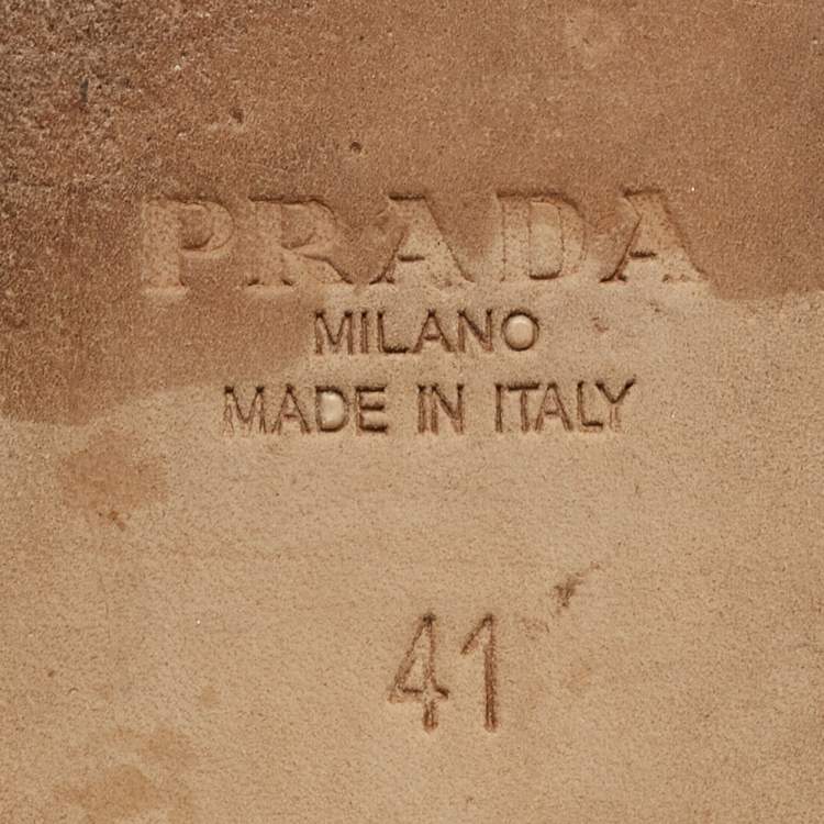 Pre Owned Prada Silver Leather Flat Mules Size 41
