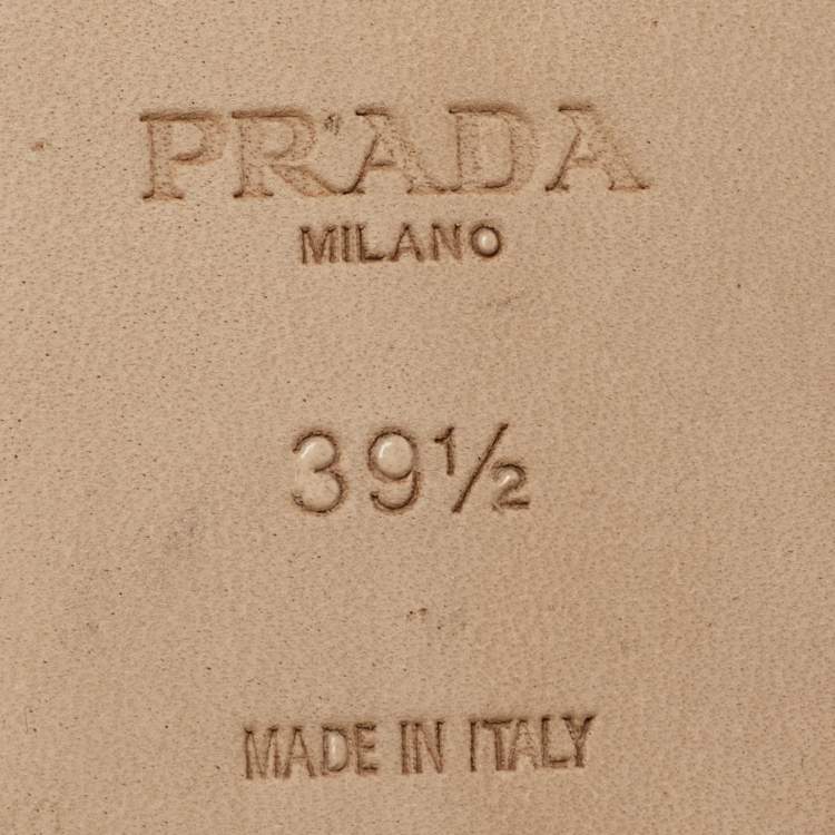 Pre Owned Prada Black/White Woven Leather Boat Shoes Size 39.5
