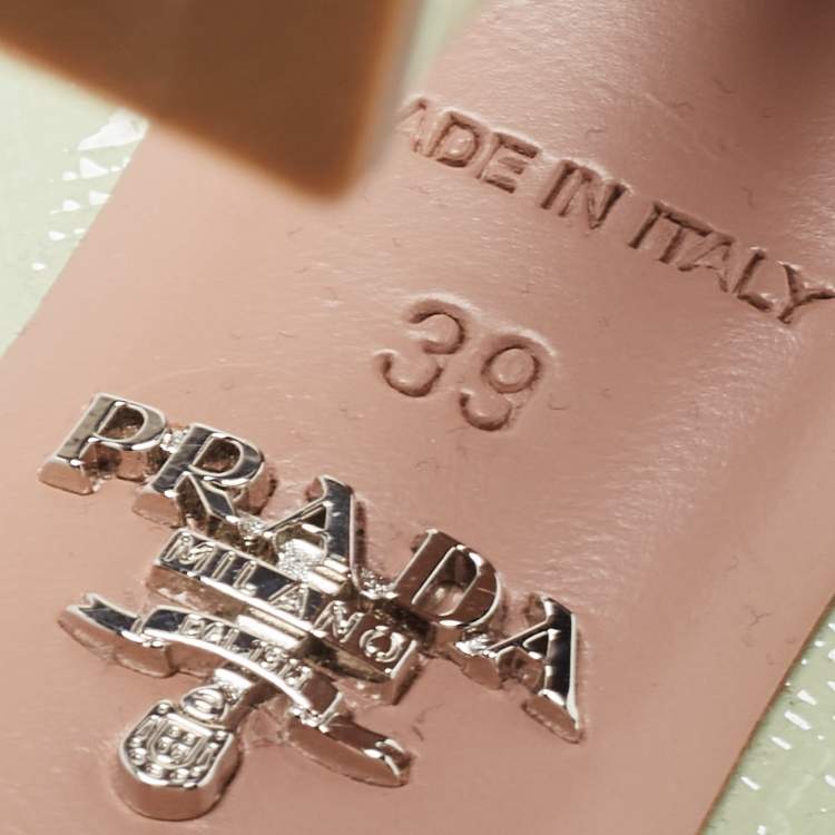 Pre Owned Prada Mint Green Saffiano Leather Platform Ankle Strap Sandals Size 39