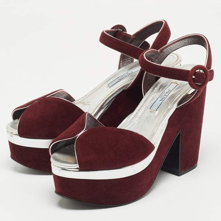 Burgundy sale platform sandals