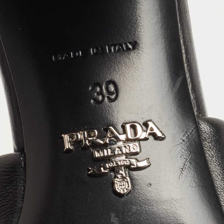 Pre Owned Prada Black Quilted Leather Slide Sandals Size 39
