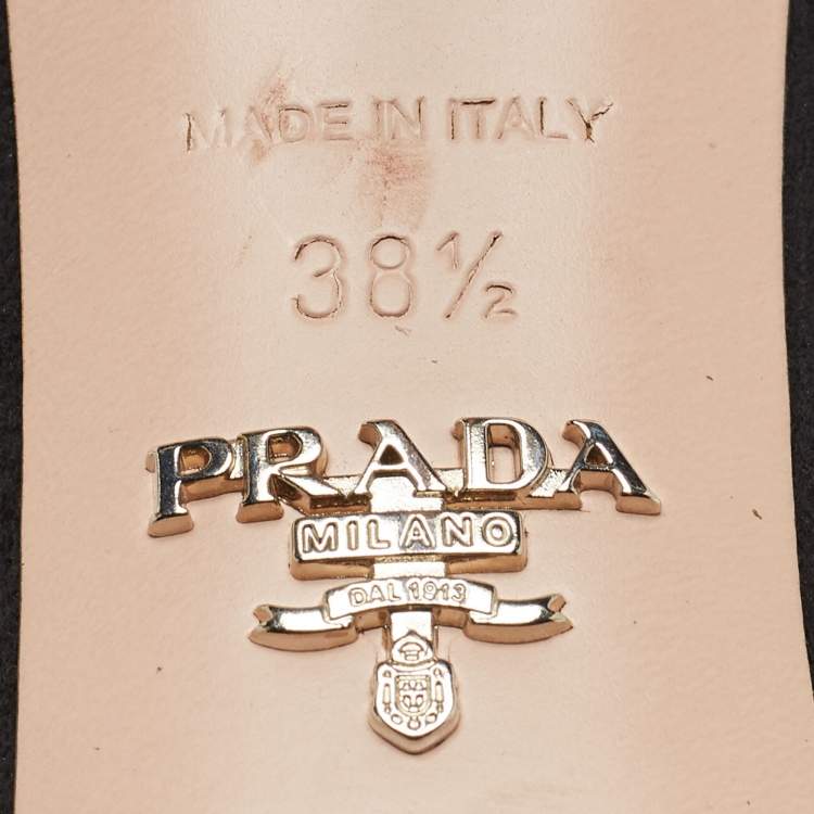 Pre Owned Prada Black Suede Crystals Embellished Ankle Strap Sandals Size 38.5