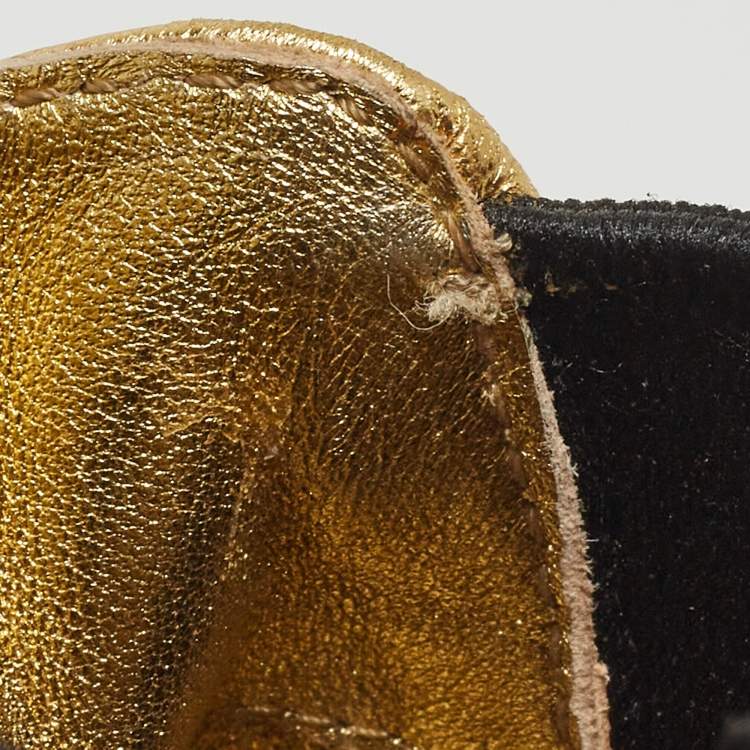 Pre Owned Prada Metallic Gold  Leather Ankle Boots Size 37