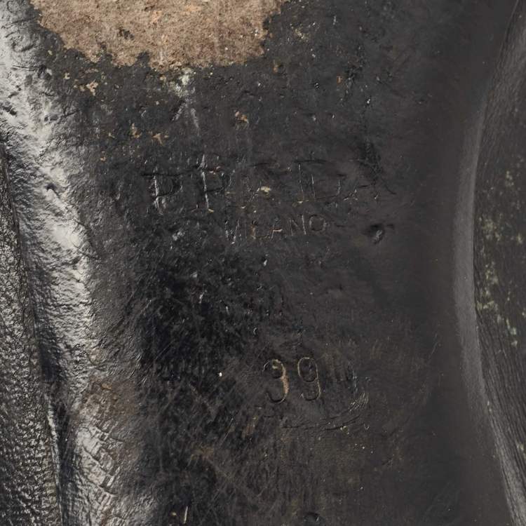 Pre Owned Prada Black Patent and Leather Cap Toe Ballet Flats Size 39