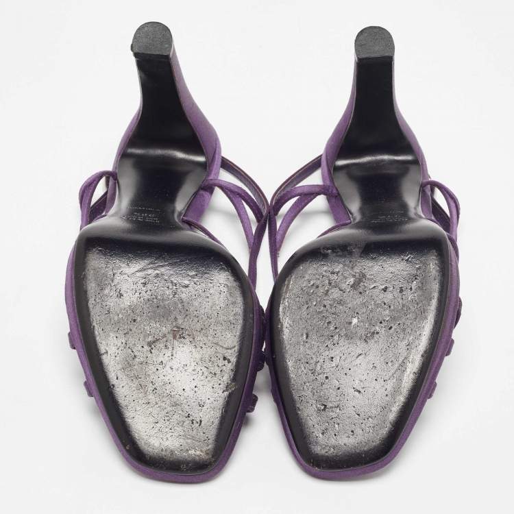 Pre Owned Prada Purple Satin Strappy Slingback Sandals Size 39.5