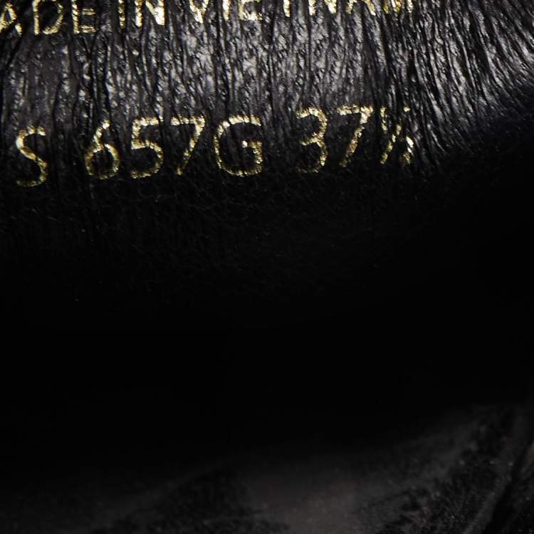 Pre Owned Prada Black Leather Smoking Slippers Size 37.5