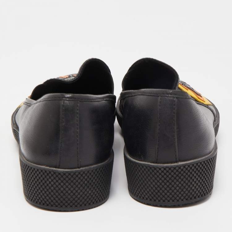Pre Owned Prada Black Leather Smoking Slippers Size 37.5