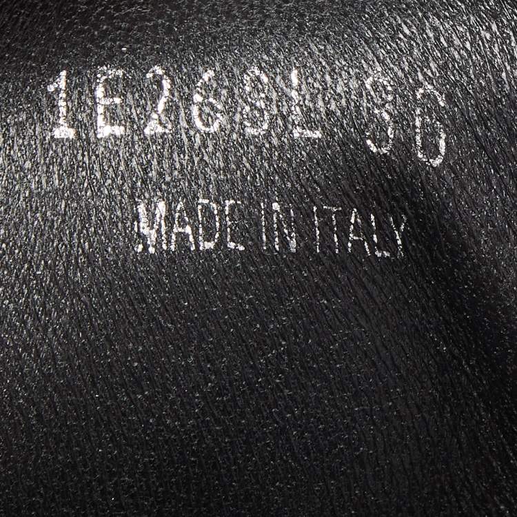 Pre Owned Prada Black Leather Embellished Low Top Sneakers Size 36