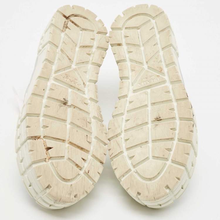 Pre Owned Prada Grey Nylon Double Wheel Lace Up Sneakers Size 40