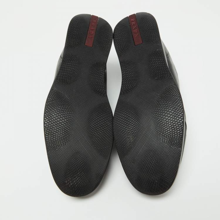 Pre Owned Prada Black Leather Low Top Sneakers Size 40.5