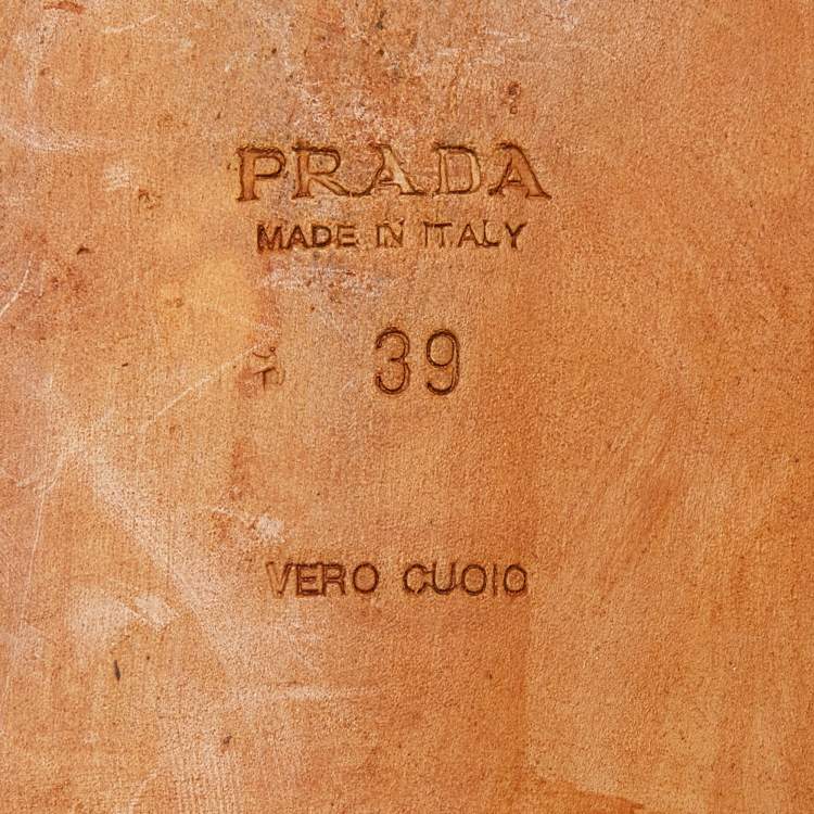 Pre Owned Prada Red Leather Strappy Flat Sandals Size 39