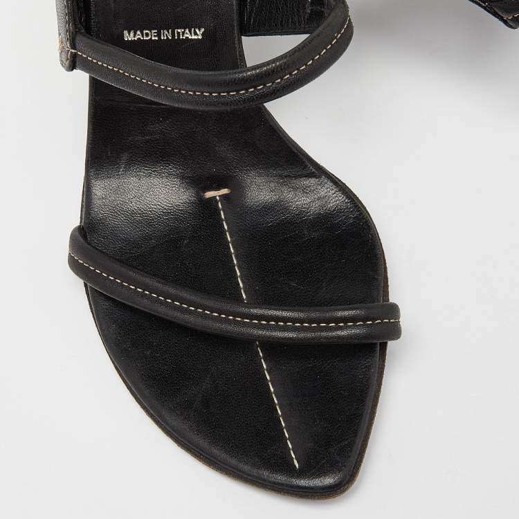 Pre Owned Prada Black Leather Slingback Sandals Size 36