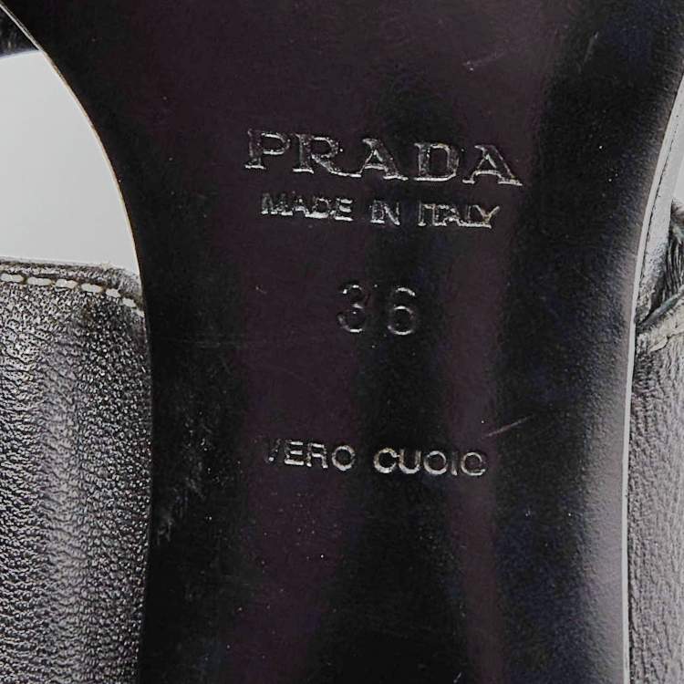 Pre Owned Prada Black Leather Slingback Sandals Size 36