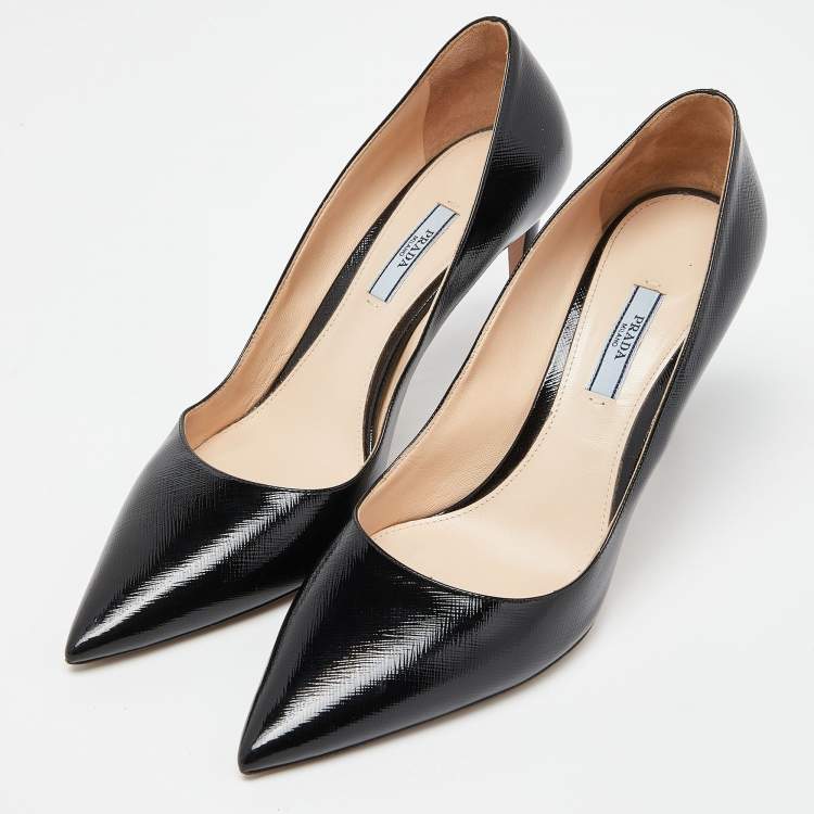 Pre Owned Prada Black Leather Pointed Toe Pumps Size 41