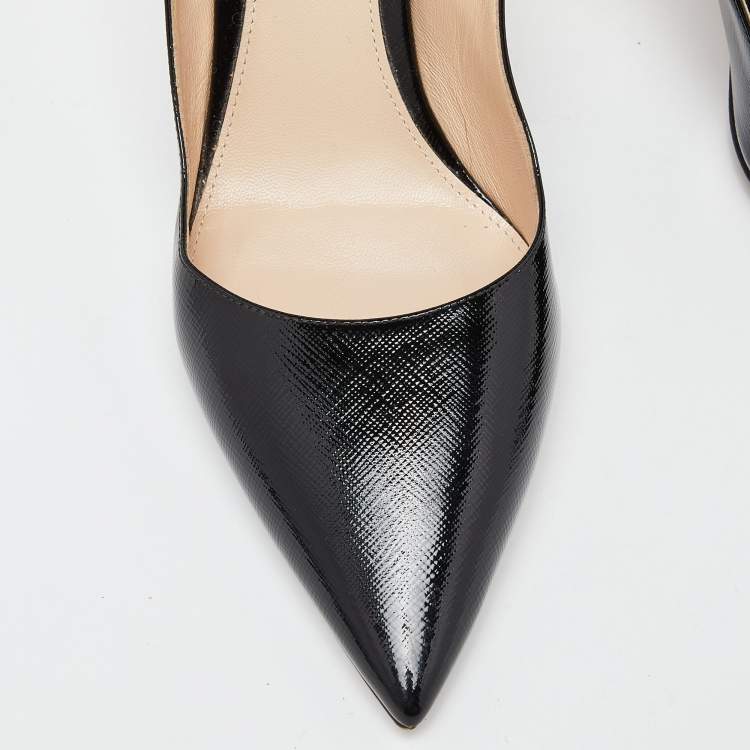 Pre Owned Prada Black Leather Pointed Toe Pumps Size 41