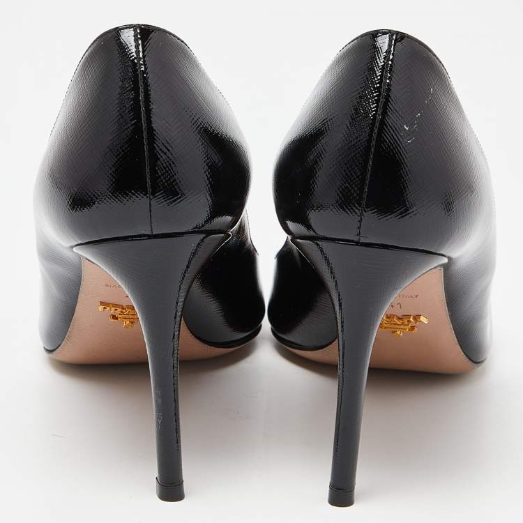Pre Owned Prada Black Leather Pointed Toe Pumps Size 41