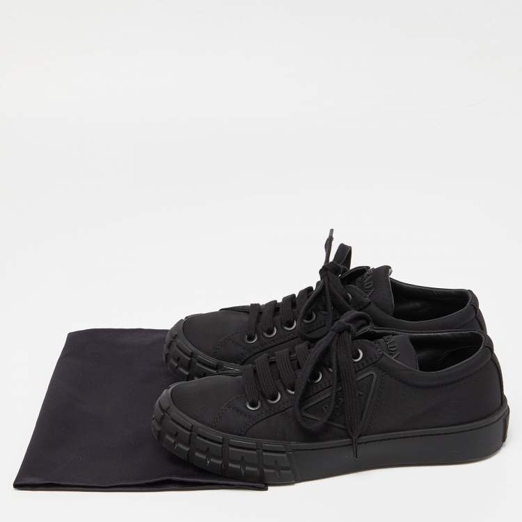 Pre Owned Prada Black Re-Nylon Wheel Cassetta Sneakers Size 38