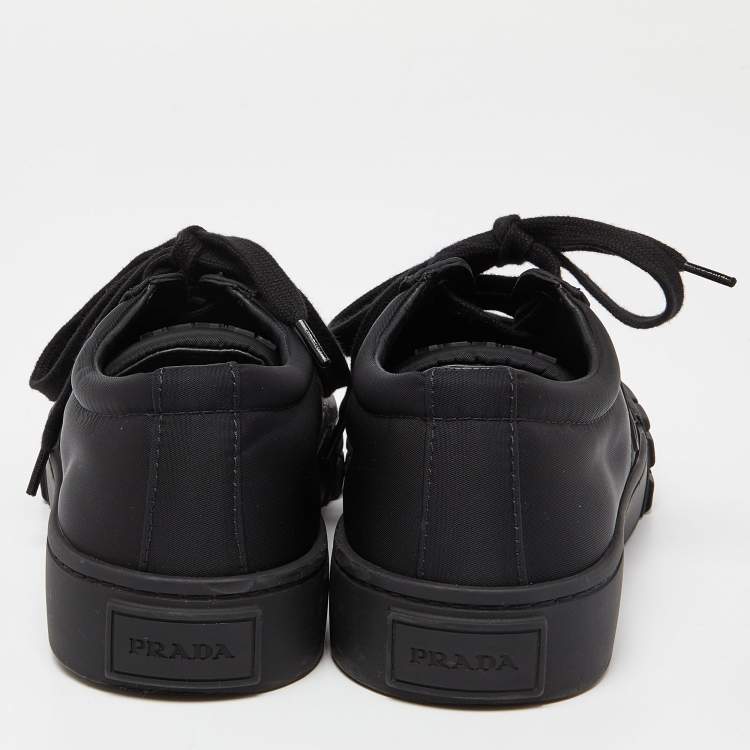 Pre Owned Prada Black Re-Nylon Wheel Cassetta Sneakers Size 38