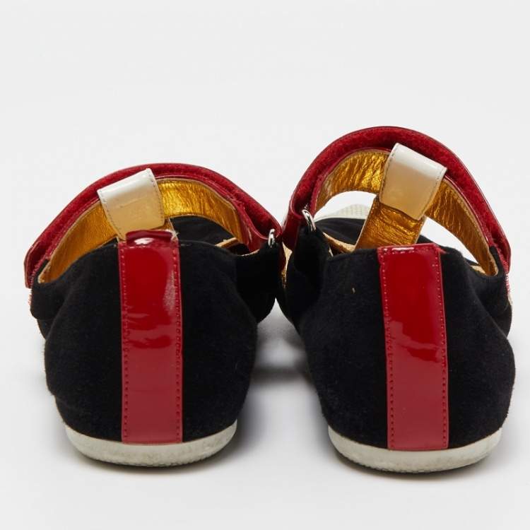 Pre Owned Prada Multicolor Suede and Patent Pointed Toe Ballet Flats Size 38