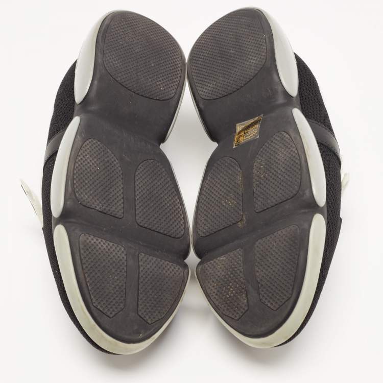 Pre Owned Prada Black Mesh Velcro Strap Low Top Sneakers Size 38