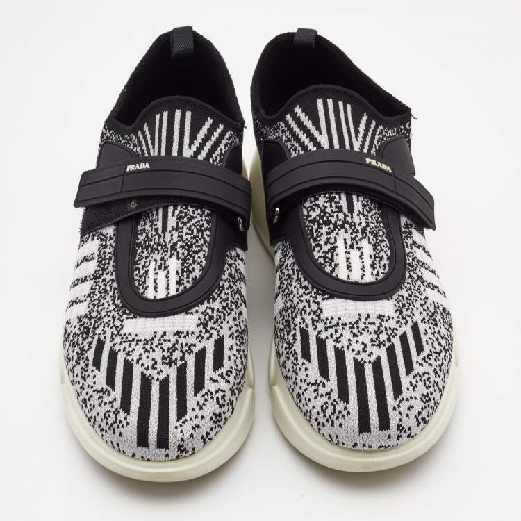 Pre Owned Prada Black/White Fabric  Cloudbust Sneakers Size 38