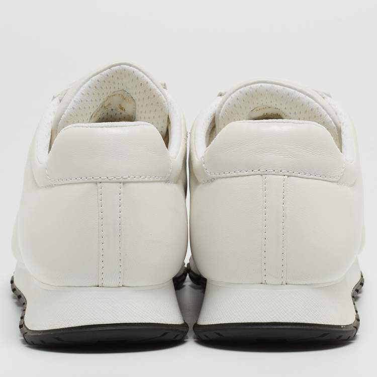 Pre Owned Prada White Leather Trainers Lace Up Sneakers Size 38