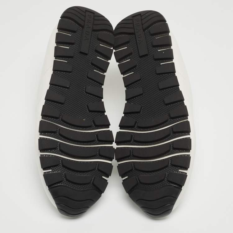 Pre Owned Prada White Leather Trainers Lace Up Sneakers Size 38