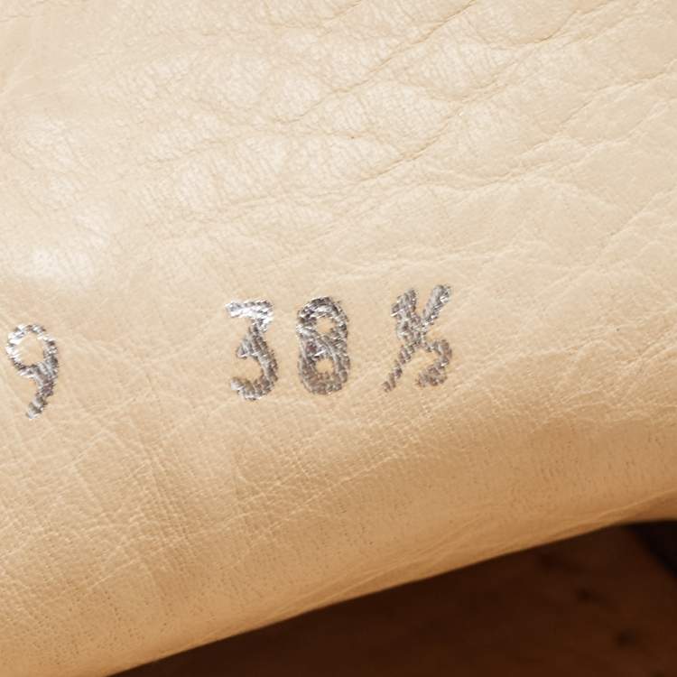 Pre Owned Prada Beige Leather Ring Buckle Loafers Size 38.5