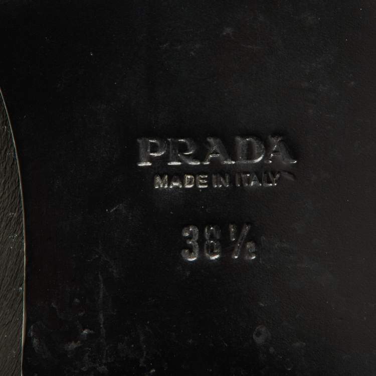 Pre Owned Prada Black Leather Knee Length Boots Size 38.5