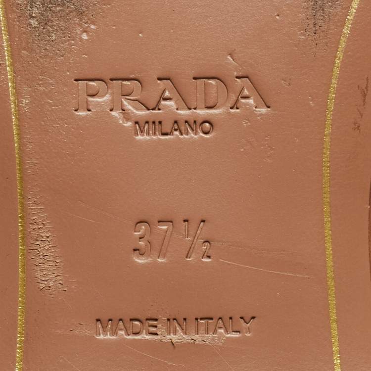 Pre Owned Prada Silver Saffiano Leather Flat Slides Size 37.5