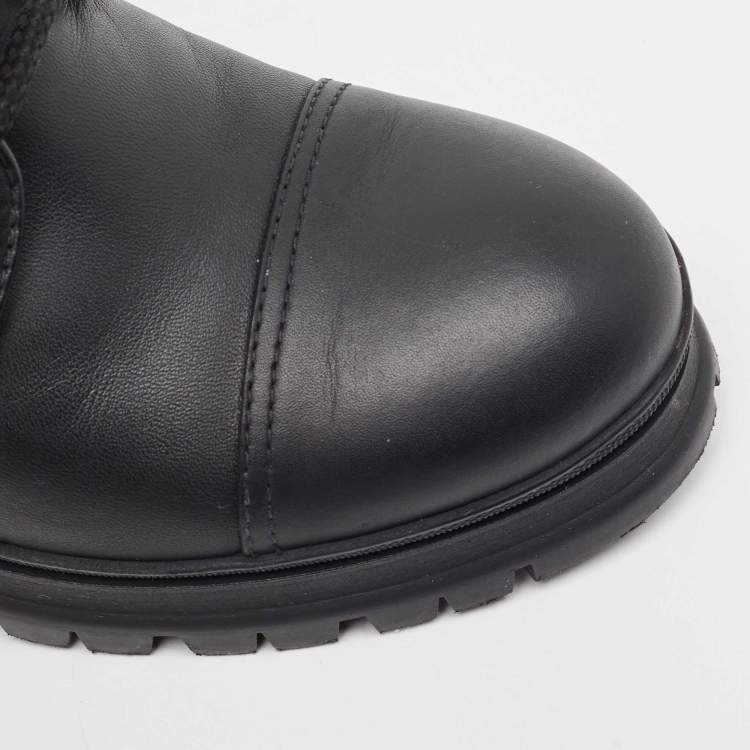 Pre Owned Prada Black Leather Lace Up Ankle Boots Size 39