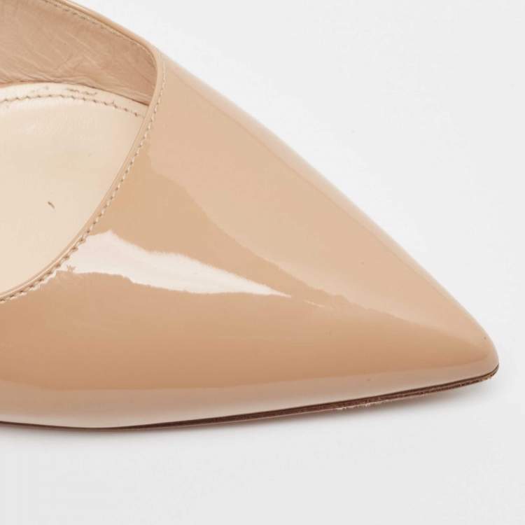 Pre Owned Prada Beige Patent Leather Pointed Toe Pumps Size 40.5 
