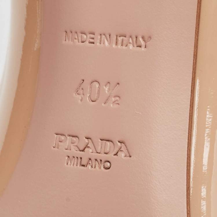 Pre Owned Prada Beige Patent Leather Pointed Toe Pumps Size 40.5 
