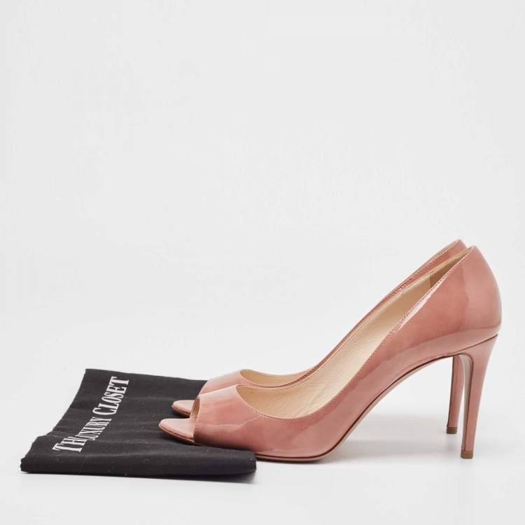Pre Owned Prada Pink Patent Leather Peep Toe Pumps Size 40
