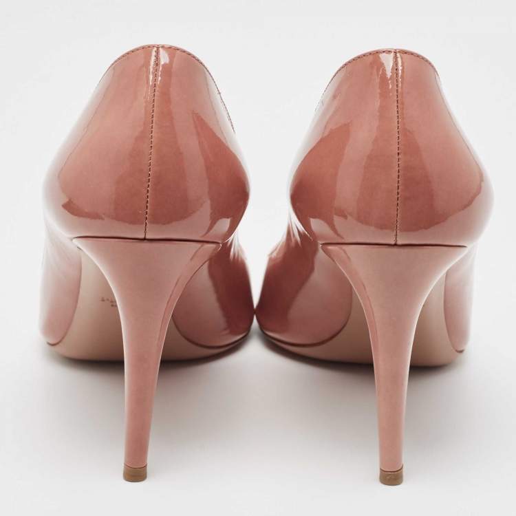 Pre Owned Prada Pink Patent Leather Peep Toe Pumps Size 40