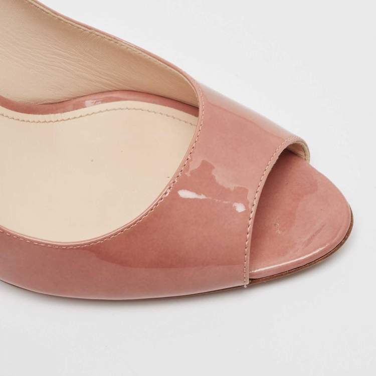 Pre Owned Prada Pink Patent Leather Peep Toe Pumps Size 40