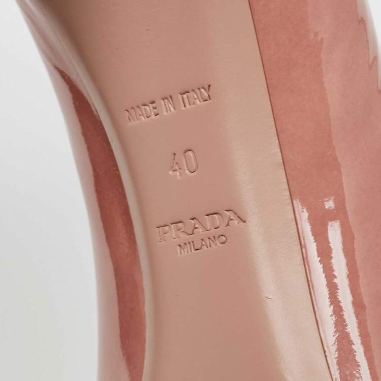 Pre Owned Prada Pink Patent Leather Peep Toe Pumps Size 40