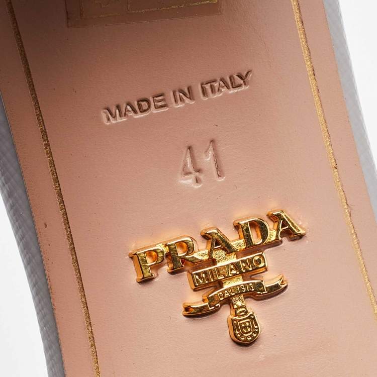 Pre Owned Prada Purple Saffiano Vernice Leather Slide Sandals Size 41