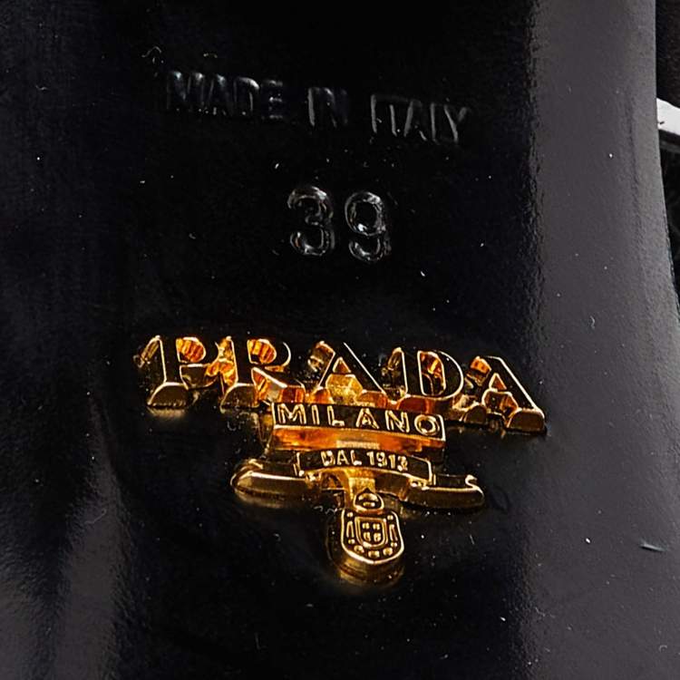 Pre Owned Prada Pink/Black Satin Bow T-Bar Ankle Strap Sandals Size 39