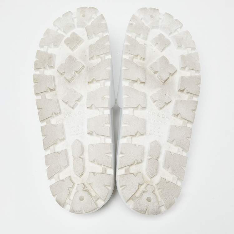 Pre Owned Prada White Rubber Slides Size 39