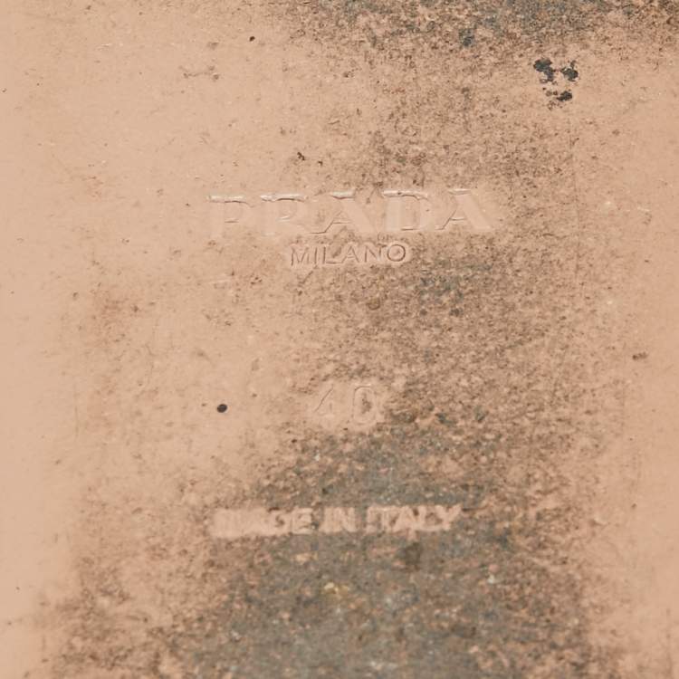 Pre Owned Prada White Leather Crystal Embellished Slides Flat Size 40