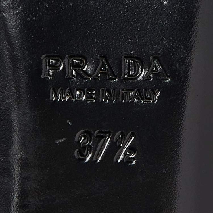 Pre Owned Prada Black Patent Leather Bow Pointed Toe Ballet Flats Size 37.5