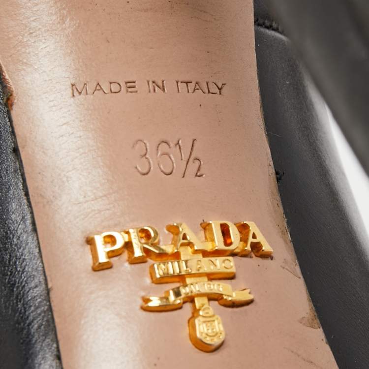 Pre Owned Prada Black Leather Platform Pumps Size 36.5