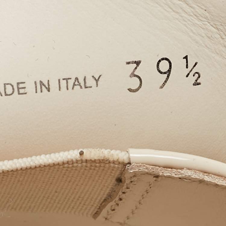 Pre Owned Prada Cream Patent Leather Slip On Loafers Size 39.5 